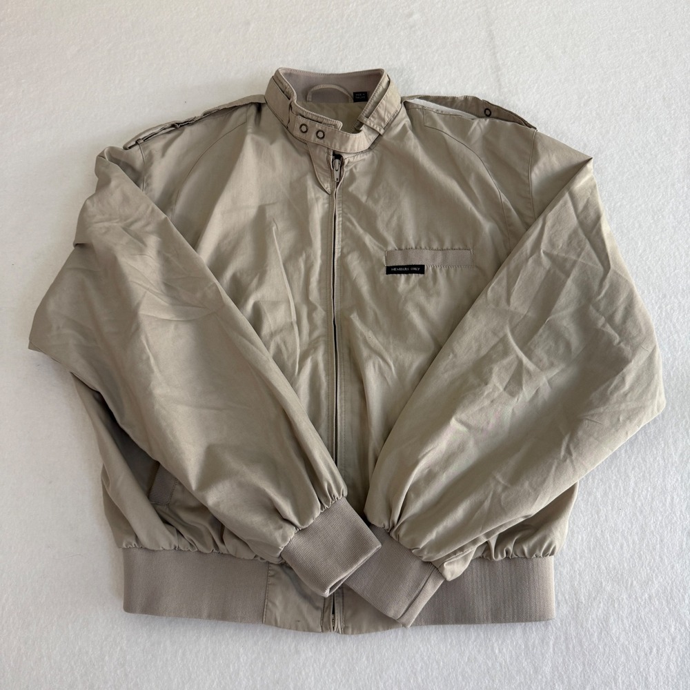 Members Only‎ Timeless Racer Jacket Men 44 Beige Iconic Vintage Vibe Bomber